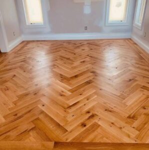 Hardwood flooring with a lovely pattern, installed and finished