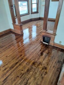 A stunning, perfectly finished hardwood floor installed by Timberwolf Hardwood Flooring